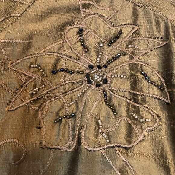 Vtg. Chico’s Gold Embroidered, Beaded Dupioni Silk Jkt/Topper Sz 12 Old Money - Picture 5 of 15